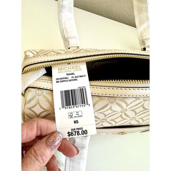 Michael Kors medium logo jacquard duffle bag crossbody •New with tags - Picture 10 of 16